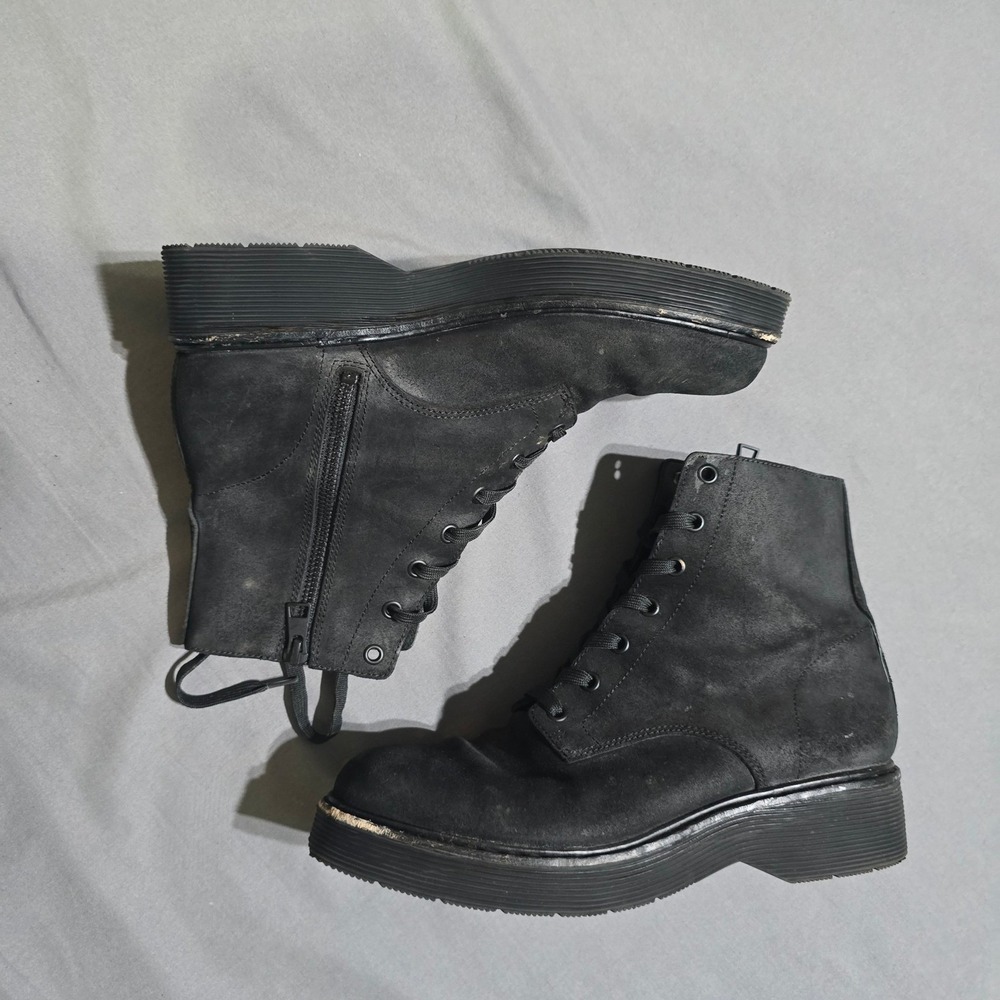 Vince Monastir Combat Boots womens 8.5 Black Suede Platform Zip Lace Up